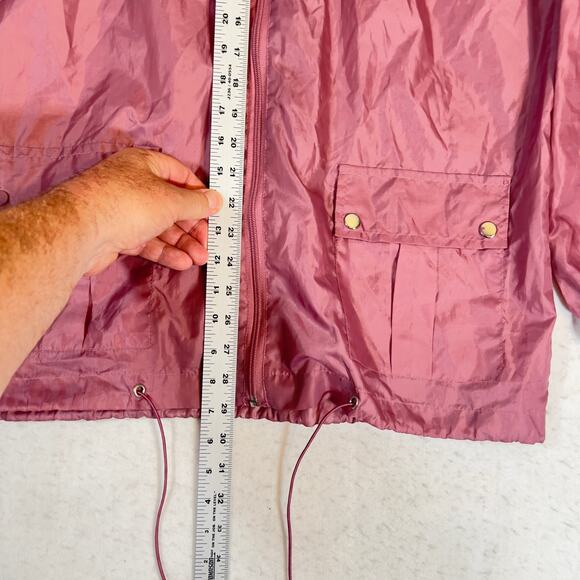 Tudor Court Vintage Raincoat Woman's Large Hide-Away Hood Drawstrings Full Zip - Picture 10 of 16